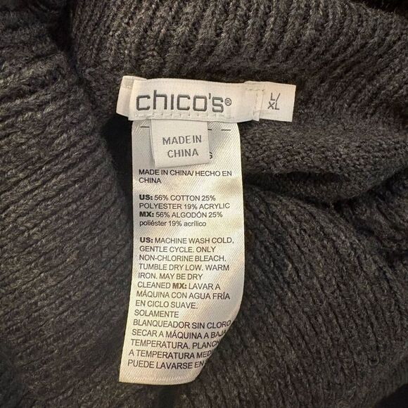 NWT Chicos Ball Chain Knit Poncho Grey L/ XL $118.00 - Picture 7 of 7